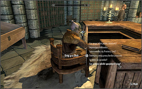 Find the mage known as Urag gro-Shub, who should be at the College's library, the Arcanaeum (accessible through the Hall of the Elements) - Shalidors Insights - College of Winterhold quests - The Elder Scrolls V: Skyrim - Game Guide and Walkthrough