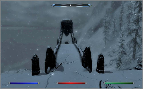 Be careful after reaching the destination, as there might be bandits around the pedestal - Destruction Ritual Spell - College of Winterhold quests - The Elder Scrolls V: Skyrim - Game Guide and Walkthrough