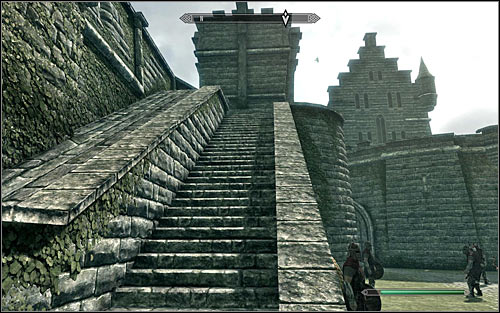 Return downstairs and head to the stairs mentioned in the description of a second variant, located on the castle courtyard west from the wedding party and leading to the castle walls (screen above) - Bound Until Death - The Dark Brotherhood quests - The Elder Scrolls V: Skyrim - Game Guide and Walkthrough