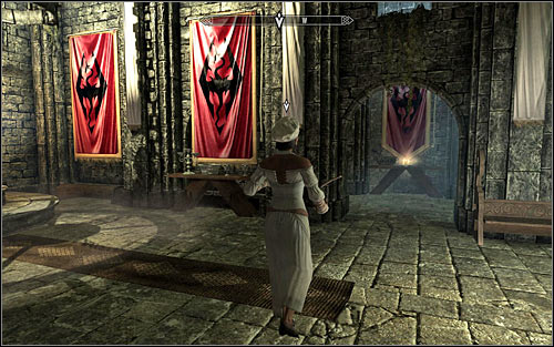According to the name of this objective, wait until Gianna pours the soup to a stew pot, move away and then follow her (screen above) - To Kill an Empire - The Dark Brotherhood quests - The Elder Scrolls V: Skyrim - Game Guide and Walkthrough