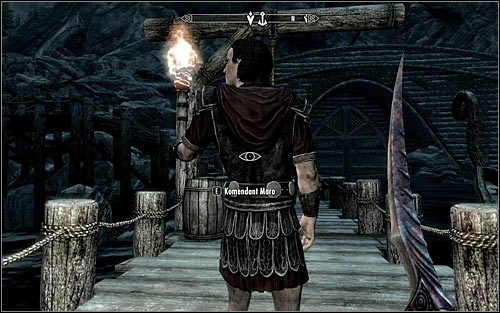 You should find commander Maro on one of the wooden bridges in docks, but I do not recommend talking to him, because you would alarm local guards this way - Hail Sithis! - p. 1 - The Dark Brotherhood quests - The Elder Scrolls V: Skyrim - Game Guide and Walkthrough