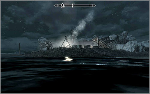 Deekus has set his camp on a small island near the shipwreck (screen above), which means that you have to swim there - Side Contract: Kill Deekus - The Dark Brotherhood quests - The Elder Scrolls V: Skyrim - Game Guide and Walkthrough