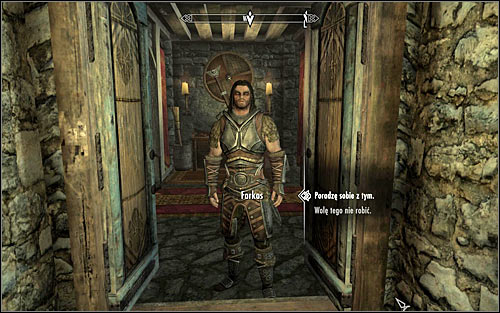 Follow Farkas, who will lead you to a room for recruits, located in the southern part of living quarters in Jorrvaskr - Take up Arms - The Companions quests - The Elder Scrolls V: Skyrim - Game Guide and Walkthrough