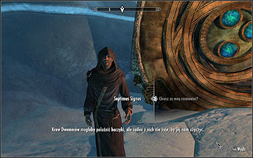 Continue and speak to Septimus Signus again to learn that he could use some Dwemer blood for further experiments (screen above) - Discerning the Transmundane - p. 3 - Daedric quests - The Elder Scrolls V: Skyrim - Game Guide and Walkthrough