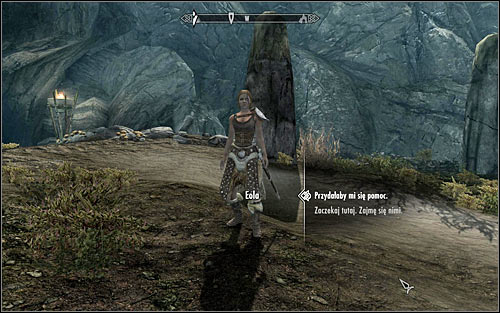 After getting to the cave, you should note Eola standing before it - The Taste of Death - p. 1 - Daedric quests - The Elder Scrolls V: Skyrim - Game Guide and Walkthrough