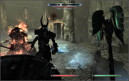 Try to stay away from the southern part of the room for as long as possible, as only then will the Draugr Death Overlord - the main boss of this location - stand from his throne and join the fight (screen above) - The Taste of Death - p. 2 - Daedric quests - The Elder Scrolls V: Skyrim - Game Guide and Walkthrough