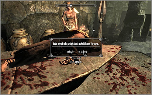 Stay where you are and interact with Verulus' corpse, confirming the will to taste his flesh (screen above) - The Taste of Death - p. 2 - Daedric quests - The Elder Scrolls V: Skyrim - Game Guide and Walkthrough