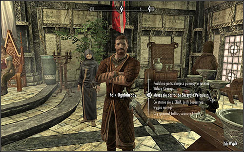 Falk Firebeard (screen above) won't be willing to give you the Pelagius Wing Key and the only way of making him change his mind is completing The Man Who Cried Wolf side quest which he can give you - The Mind of Madness - p. 1 - Daedric quests - The Elder Scrolls V: Skyrim - Game Guide and Walkthrough