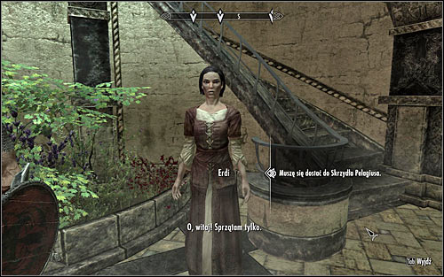 Erdi (screen above) won't be at first too eager to give you the Pelagius Wing Key, though she should change her mind if you tell her that Falk has sent you to check the area - The Mind of Madness - p. 1 - Daedric quests - The Elder Scrolls V: Skyrim - Game Guide and Walkthrough