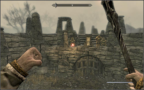 Prepare the Wabbajack and send a magic projectile towards one of the knights in heavy armours beside Pelagius (screen above) - The Mind of Madness - p. 2 - Daedric quests - The Elder Scrolls V: Skyrim - Game Guide and Walkthrough