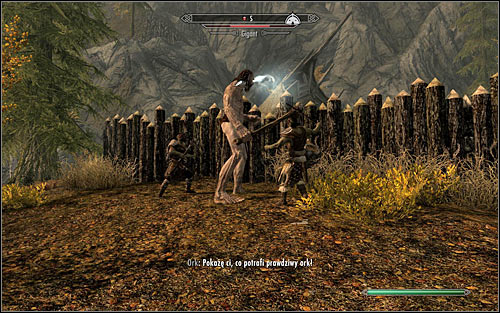 After getting nearby the destination point, you should note that Orcs are fighting a Giant beside the city walls (screen above) - The Cursed Tribe - p. 1 - Daedric quests - The Elder Scrolls V: Skyrim - Game Guide and Walkthrough