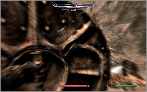 If your character prefers close combat, it's worth to make use of the Unrelenting Force Shout, thanks to which you will be able to knock the Giant to the ground - The Cursed Tribe - p. 2 - Daedric quests - The Elder Scrolls V: Skyrim - Game Guide and Walkthrough