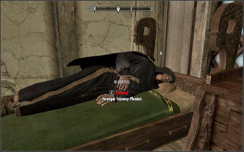 Carefully approach the bed on which Farengar is sleeping (screen above) - The Whispering Door - Daedric quests - The Elder Scrolls V: Skyrim - Game Guide and Walkthrough