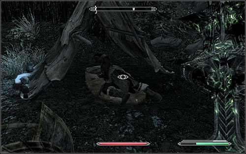 Depending on your liking, you can either start attacking the enemies from a distance or become invisible, slide down and head inside the mine - Boethiah's Calling - p. 2 - Daedric quests - The Elder Scrolls V: Skyrim - Game Guide and Walkthrough