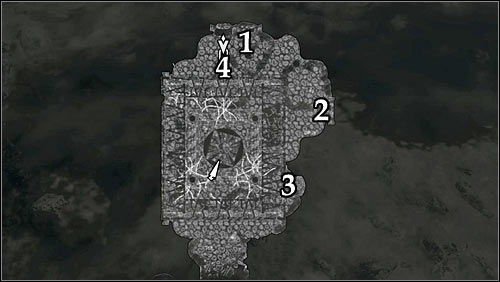 Markings on the map: 1 - Hawk lever; 2 - Fish lever; 3 - Wolf lever; 4 - Snake lever. - A Scroll For Anska - Side quests - The Elder Scrolls V: Skyrim - Game Guide and Walkthrough