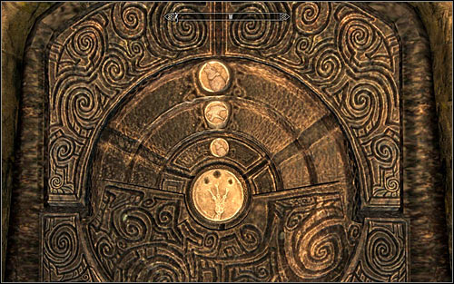 Approach the next locked gate, where you will have to solve a symbols puzzle - Tending the Flames - p. 2 - The Bards College quests - The Elder Scrolls V: Skyrim - Game Guide and Walkthrough
