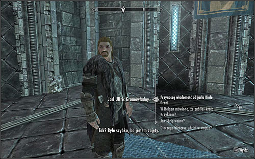 Inside, find Uflric Stormcloak and initiate dialogue to deliver the axe from Balgruuf to him (the above screen) - Message to Whiterun - Imperial Legion Quests - The Elder Scrolls V: Skyrim - Game Guide and Walkthrough