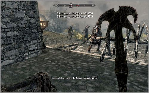 Sooner or later, the Stormcloak troops will probably destroy the whole barricade or a part of it (the above screen) - Battle for Whiterun - Imperial Legion Quests - The Elder Scrolls V: Skyrim - Game Guide and Walkthrough
