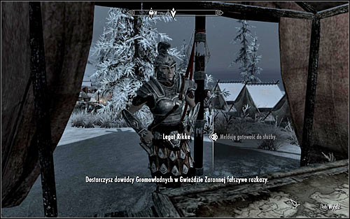 Enter the camp and look for Legate Rikke, because she's the one you have to ask for orders (the above screen) - Reunification of Skyrim - p.1 - Imperial Legion Quests - The Elder Scrolls V: Skyrim - Game Guide and Walkthrough
