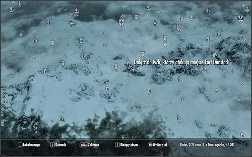 Open the world map and you'll see that the meeting place (the above screen) is east of Fort Dunstad - Battle for Fort Dunstad - Imperial Legion Quests - The Elder Scrolls V: Skyrim - Game Guide and Walkthrough