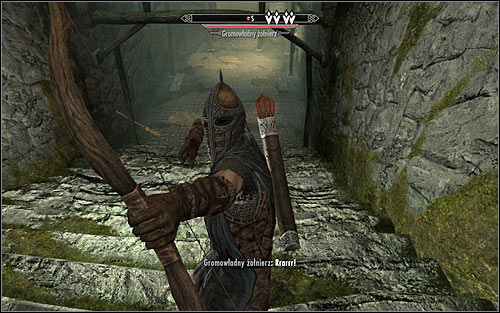 After a while turn south and prepare to take out the first guard, who should be patrolling the area of the stairs (the above screen) - Rescue from Fort Kastav - Imperial Legion Quests - The Elder Scrolls V: Skyrim - Game Guide and Walkthrough