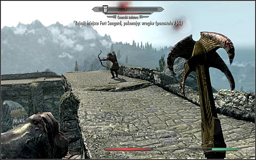 Don't forget about the archers occupying the surrounding walls and rooftops; try to get to them as quickly as you can (the above screen) - The Battle for Fort Sungard - Stormcloack Rebellion Quests - The Elder Scrolls V: Skyrim - Game Guide and Walkthrough