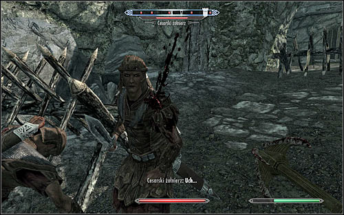 If you're planning to attack the Imperial Legion soldiers in close combat, use the main fort entrance and step into the fight (the above screen) - Battle for Fort Snowhawk - Stormcloack Rebellion Quests - The Elder Scrolls V: Skyrim - Game Guide and Walkthrough