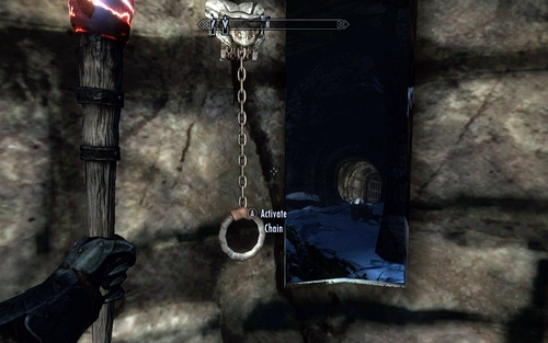 Inside you will find a chain, using which you can open the grate in the north - Awakening - Beginning - The Elder Scrolls V: Skyrim - Dawnguard - Game Guide and Walkthrough