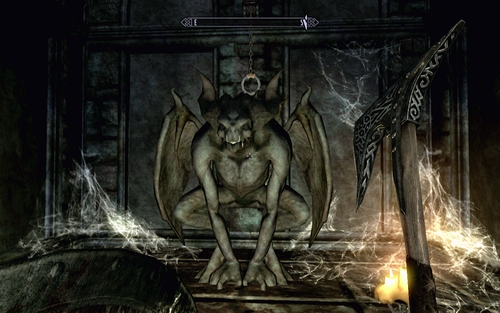 Head to its other side, go up the stairs and pull the chain above the gargoyle - Chasing Echoes - p. 2 - Vampire Lord path - The Elder Scrolls V: Skyrim - Dawnguard - Game Guide and Walkthrough