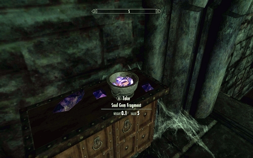 The Soul Gem Shard can be found in the bowl standing on the table by the stairs - Chasing Echoes - p. 2 - Vampire Lord path - The Elder Scrolls V: Skyrim - Dawnguard - Game Guide and Walkthrough
