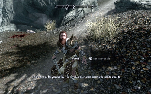 Gunmar is a bearded Nord, who can be found beside the entrance to a cave south of Riften - A New Order - Dawnguard path - The Elder Scrolls V: Skyrim - Dawnguard - Game Guide and Walkthrough