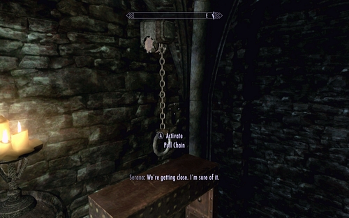 After heading inside, pull the chain to unlock a further passage - Chasing Echoes - p. 1 - Dawnguard path - The Elder Scrolls V: Skyrim - Dawnguard - Game Guide and Walkthrough