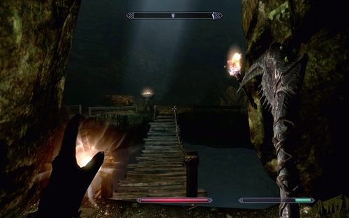 Inside, keep heading onwards until you reach a wooden bridge - Touching The Sky - p. 1 - Dawnguard path - The Elder Scrolls V: Skyrim - Dawnguard - Game Guide and Walkthrough