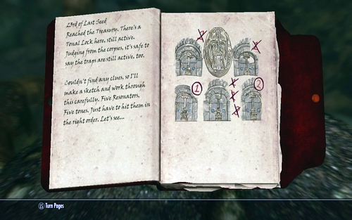One of the hints can be found inside Katria's journal and the second one on a scrap of paper lying beside the corpse of one of the adventurers - Lost to the Ages - p. 2 - Mutual side missions - The Elder Scrolls V: Skyrim - Dawnguard - Game Guide and Walkthrough