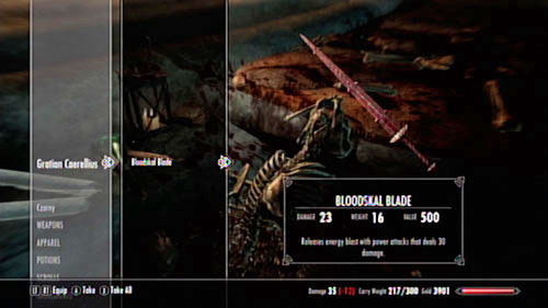 Gratian's Journal contains a hint - the magical sword (Bloodskal Blade) which you found by the remains seems to have peculiar properties - The Final Descent - Side missions - Raven Rock - The Elder Scrolls V: Skyrim - Dragonborn - Game Guide and Walkthrough