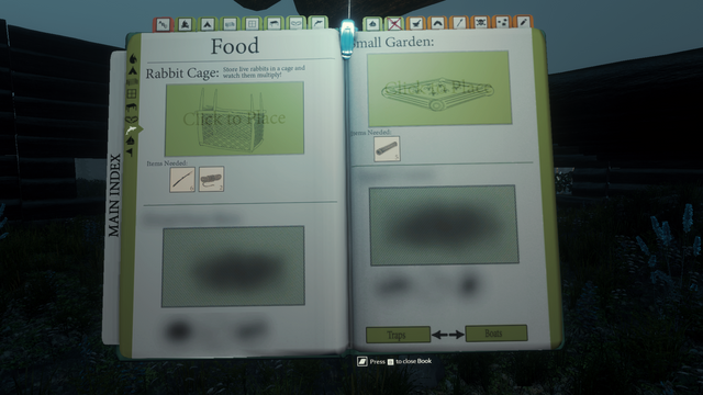 The Food tab allows you to produce your own food. - Food/Boats/Effigies - Construction - The Forest - Game Guide and Walkthrough