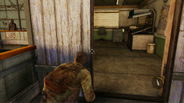 Now, you only need to go upstairs and kill the two bandits at the stairs - The Slum (text & map) - The Quarantine Zone - The Last of Us - Game Guide and Walkthrough