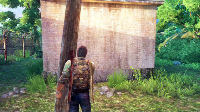 Pick it up and lean it against the structure's wall - The Woods - Bills Town - The Last of Us - Game Guide and Walkthrough