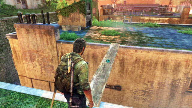 You will then be able to climb the ladder, collect the plank and throw it over to the rooftop of the nearby building - The Woods - Bills Town - The Last of Us - Game Guide and Walkthrough