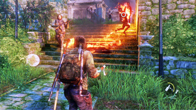 Instead, try and run through the entire graveyard as fast as you can, and gather all of them in a narrow passage - Graveyard - Bills Town - The Last of Us - Game Guide and Walkthrough