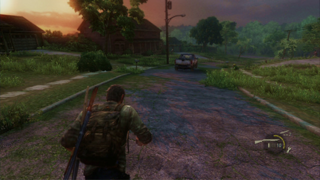 After the car rolls down the hill, you will have to run up to it and, after having driven away the enemies, jump onto the car (triangle) - High School Escape (text & map) - Bills Town - The Last of Us - Game Guide and Walkthrough