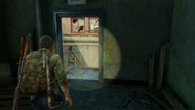 When you are done, walk into the fire escape behind the shop and go ahead - Alone and Forsaken (text & map) - Pittsburgh - The Last of Us - Game Guide and Walkthrough