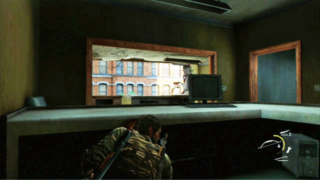 Once you go upstairs, take cover behind the table to the left - Financial District - Pittsburgh - The Last of Us - Game Guide and Walkthrough