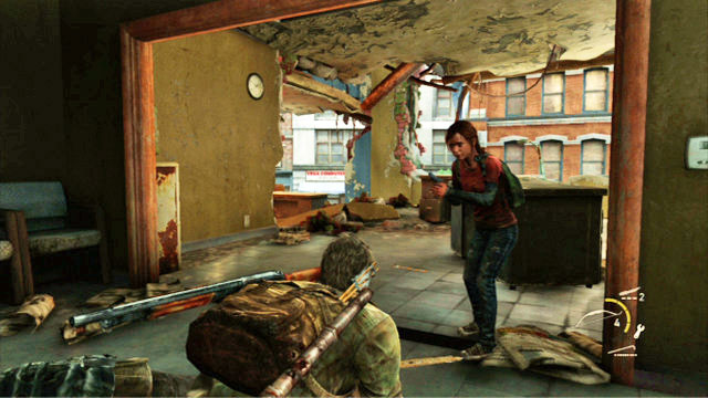 Use your bow to take both of them out because, the third one will come, this time wearing a bulletproof vest - Financial District - Pittsburgh - The Last of Us - Game Guide and Walkthrough