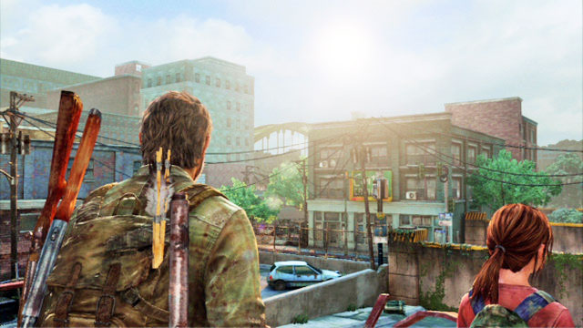 The girl will then slide the ladder down for you to climb onto - Financial District - Pittsburgh - The Last of Us - Game Guide and Walkthrough