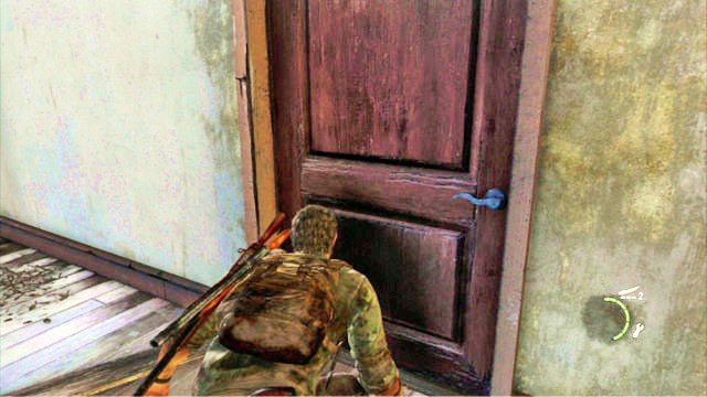 After you clear the area, go to the back of the building where the sniper is staying and enter though the door - Suburbs - The Suburbs - The Last of Us - Game Guide and Walkthrough