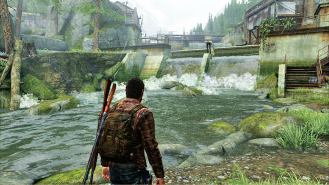 By running against the current, you will soon reach one of the hydroelectric dams - Hydroelectric Dam - Tommys Dam - The Last of Us - Game Guide and Walkthrough