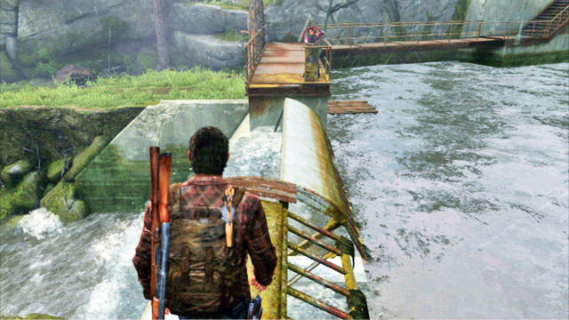 While there, the girl will turn the other valve, which will raise the other part of the bridge - Hydroelectric Dam - Tommys Dam - The Last of Us - Game Guide and Walkthrough