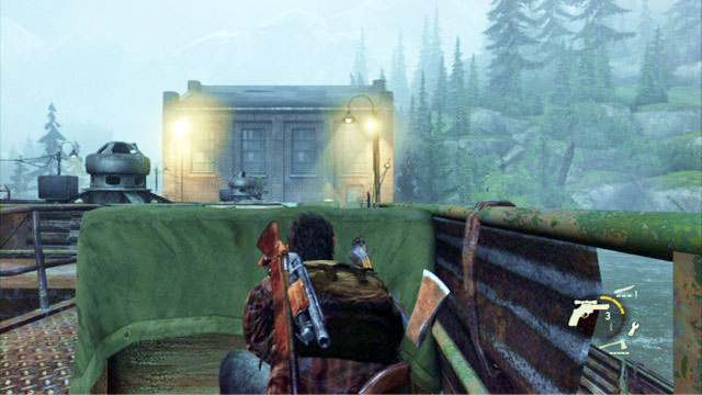 First, hide behind the nearest cover and jump to the level below, through the breach in the balustrade - Hydroelectric Dam - Tommys Dam - The Last of Us - Game Guide and Walkthrough