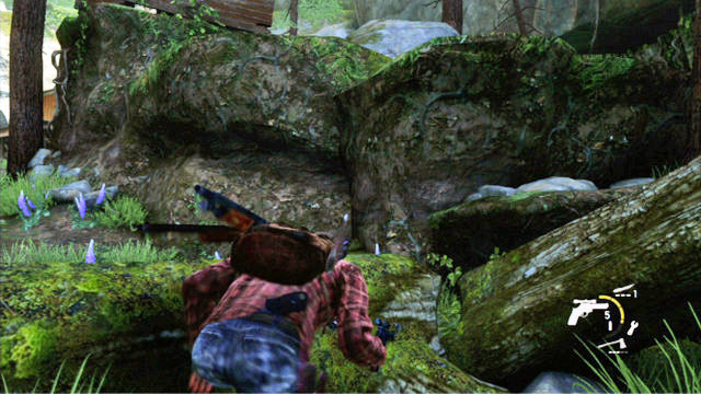 To kill the next enemy, climb silently onto the rocks to the right - Ranch House - Tommys Dam - The Last of Us - Game Guide and Walkthrough